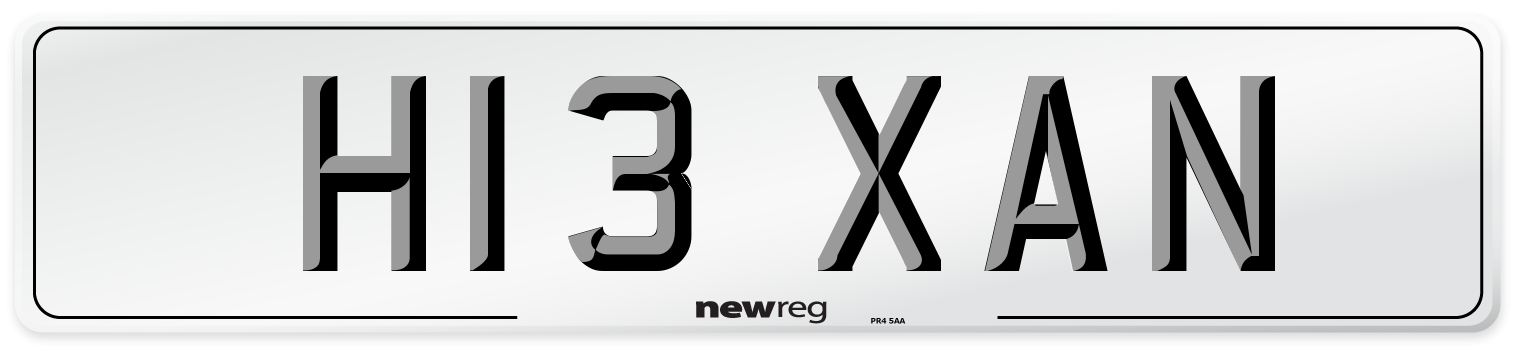 H13 XAN Number Plate from New Reg